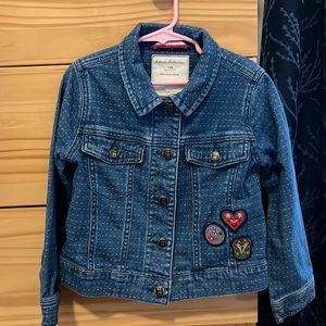 Hanna Andersson Dotted Denim Jacket with Patches